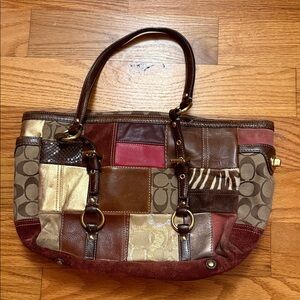 Coach Patchwork Brown and Red Women's Bag